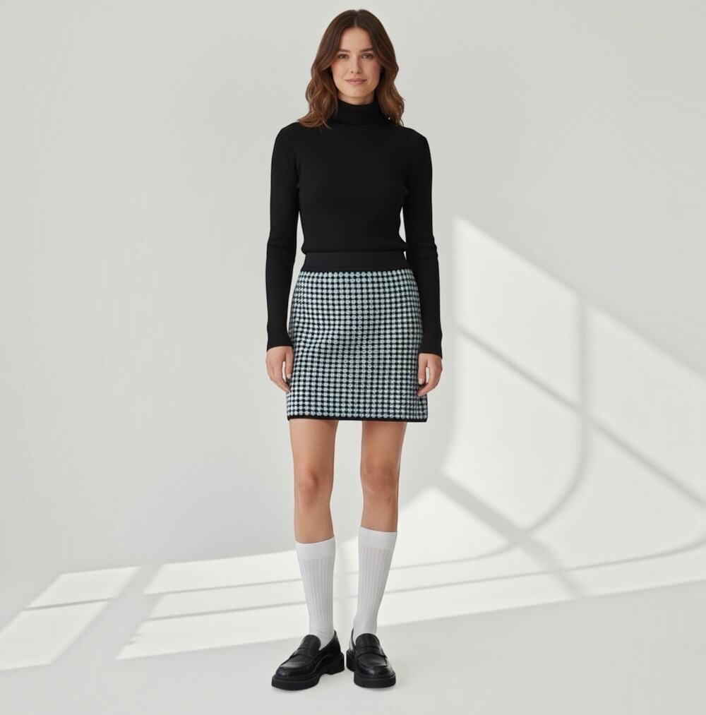 Alexa Chung for Opening Ceremony Blue Black Orange Geometric Print Mini Skirt